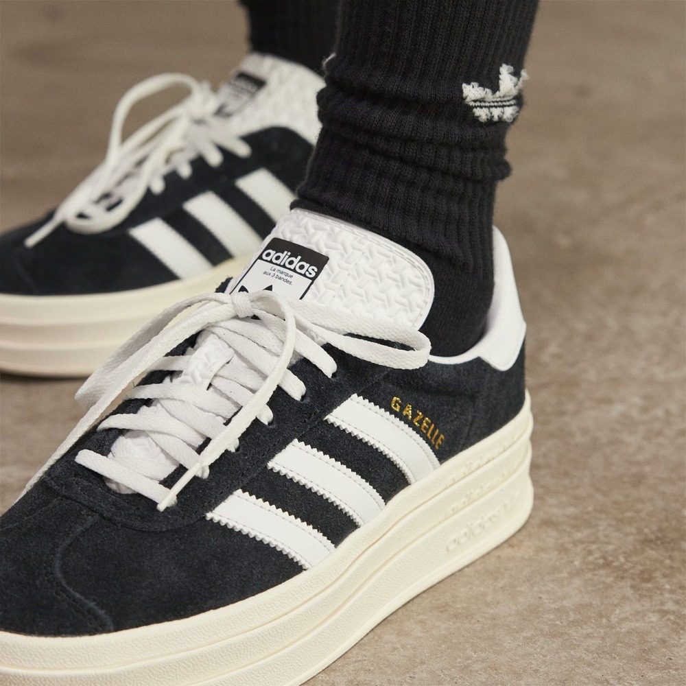 Adidas Gazelle Bold Platform Sneakers Core Black White Suede Women's Size 6.5